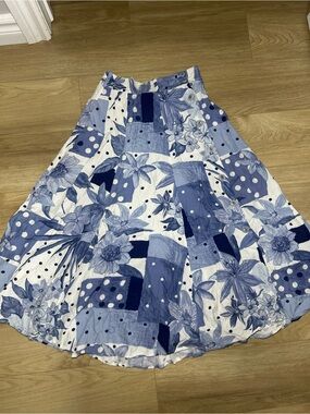 Blue Floral Patchwork Circle Skirt - Timeless Summer Style